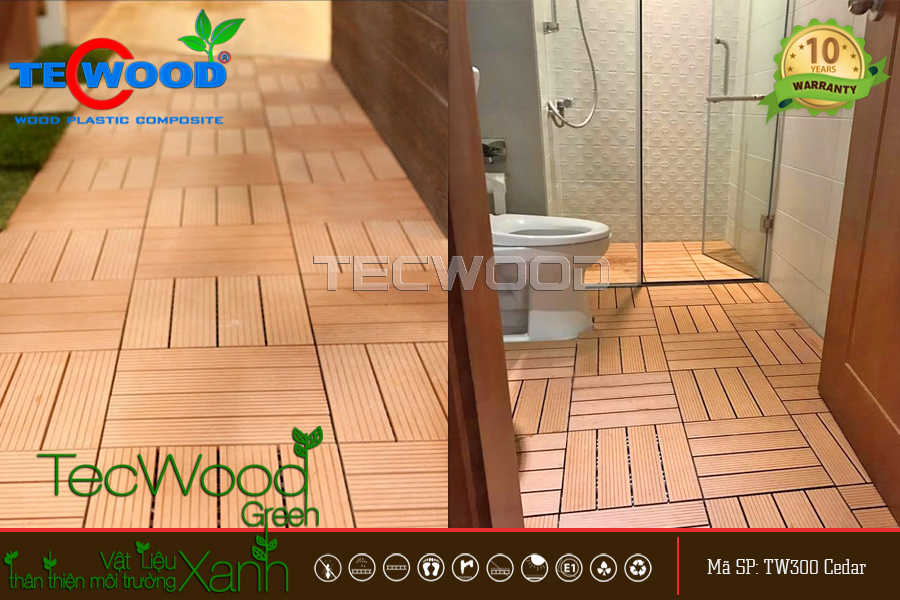 Tấm vỉ gỗ nhựa lót sàn nhà tắm chống ẩm tốt, thoát nước nhanh