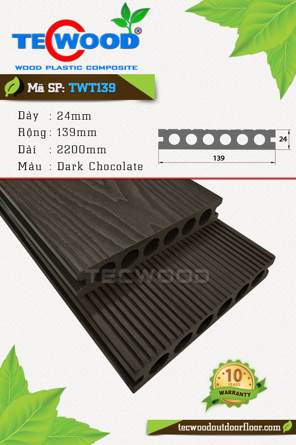 Sàn gỗ nhựa TecWood TWT139 - Dark Chocolate