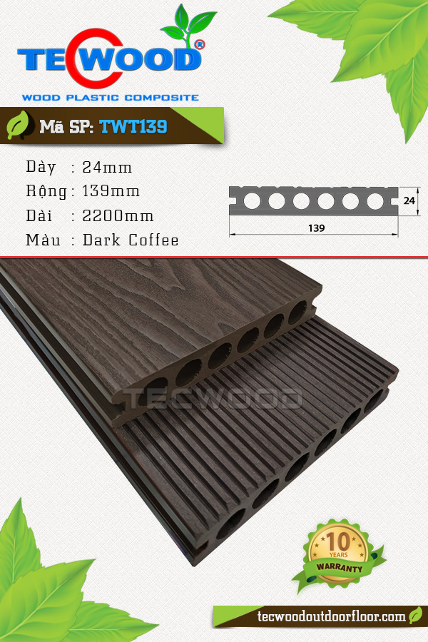 Sàn gỗ nhựa TecWood TWT139 - Dark Coffee