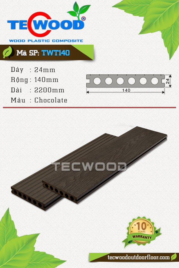 Sàn gỗ ngoài trời TWT140 - Chocolate